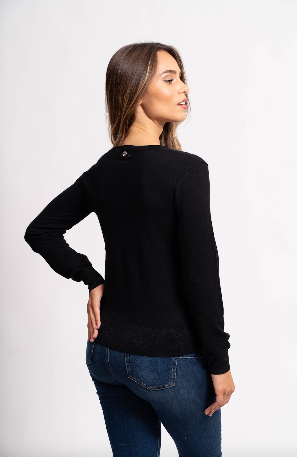 Pull col V avec fils de Lurex®