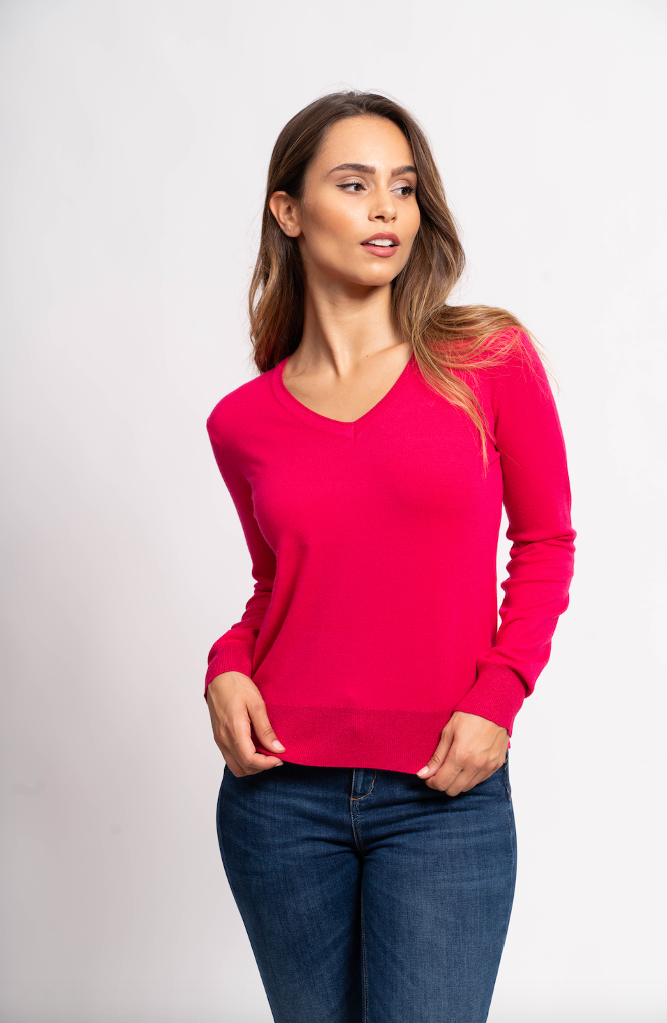 Pull col V avec fils de Lurex®