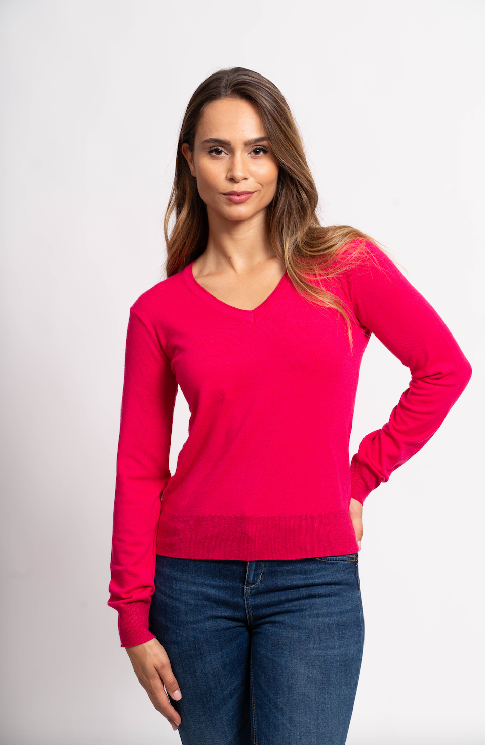 Pull col V avec fils de Lurex®