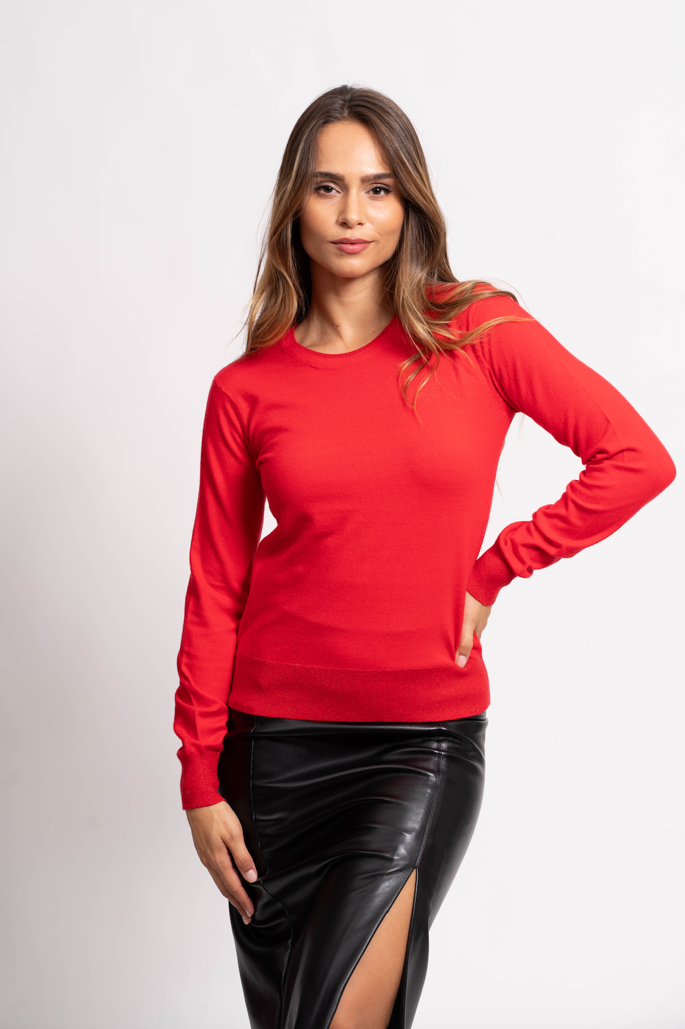 Pull col rond avec fils de Lurex®