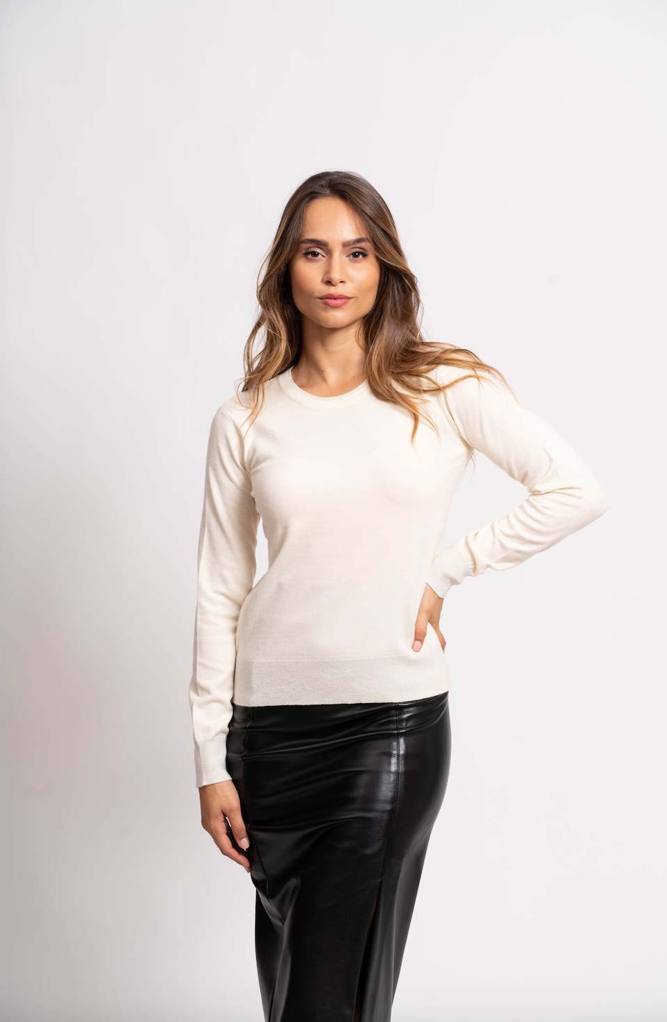 Pull col rond avec fils de Lurex®