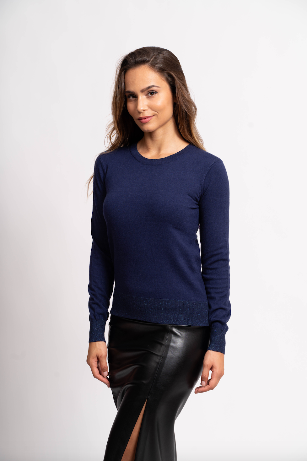 Pull col rond avec fils de Lurex®