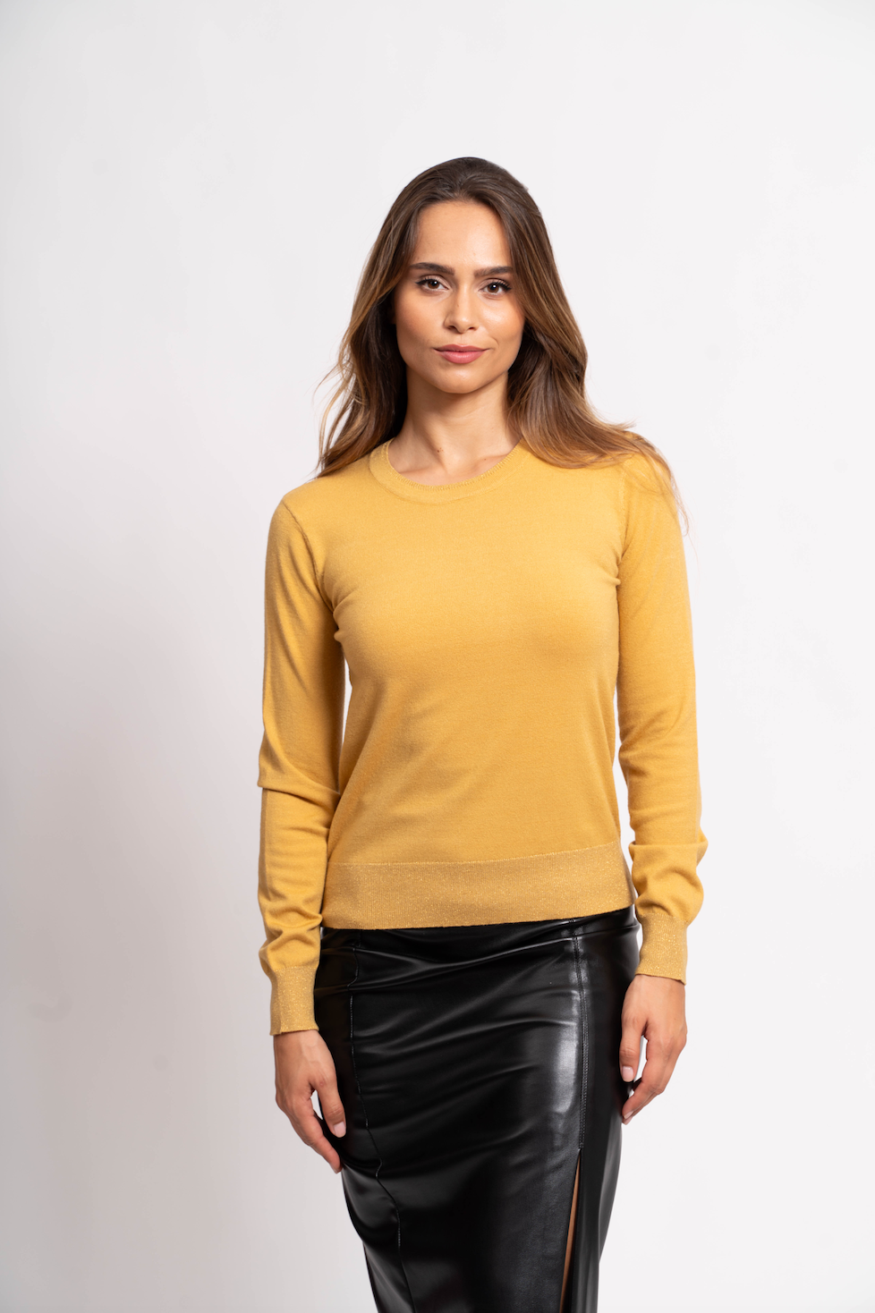 Pull col rond avec fils de Lurex®