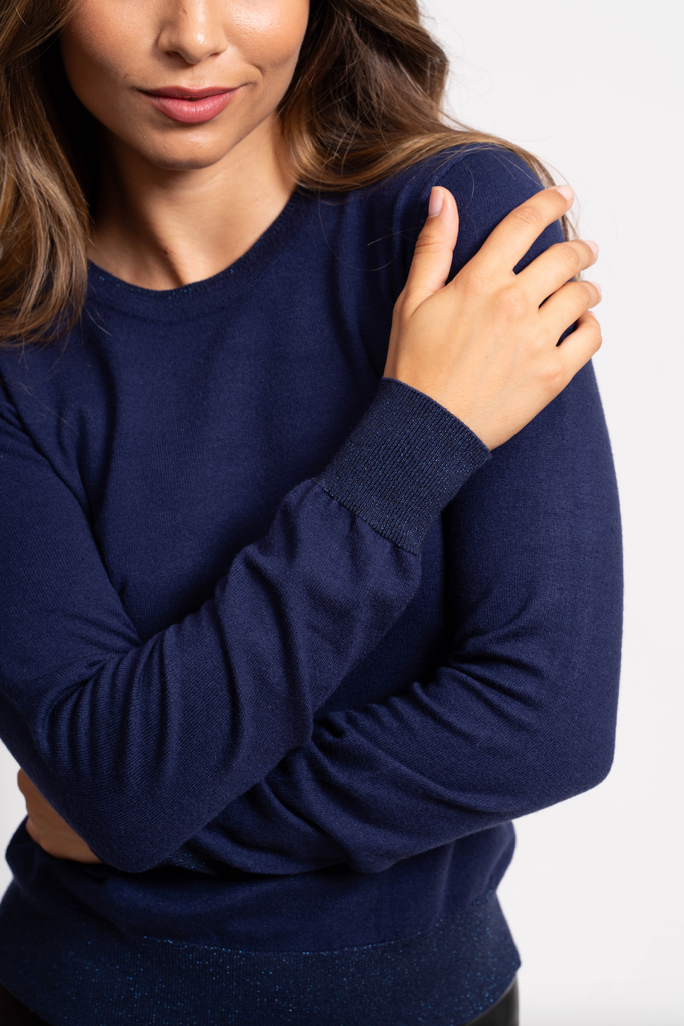 Pull col rond avec fils de Lurex®