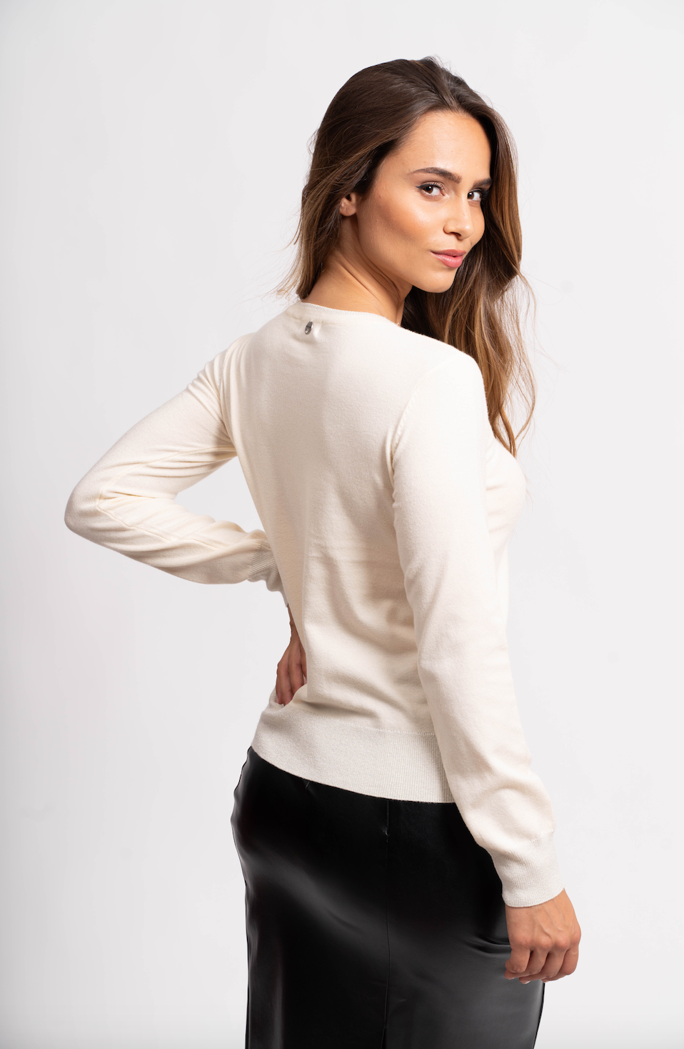 Pull col rond avec fils de Lurex®